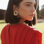 Vestido Midi Aura, de fiesta, con hombreras, rojo.