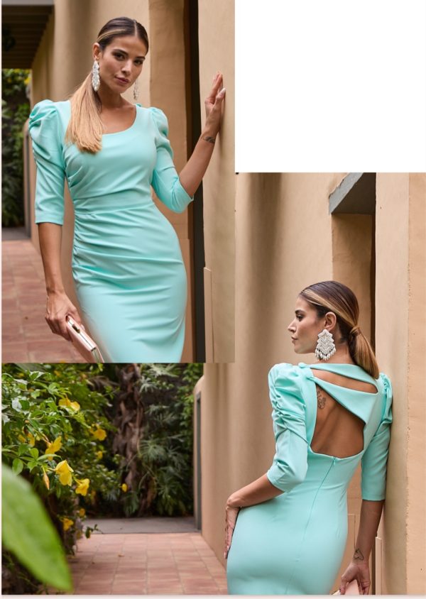 Vestido corto de fiesta ideal para cualquier evento como comuniones o bodas de día de tallas curvys.