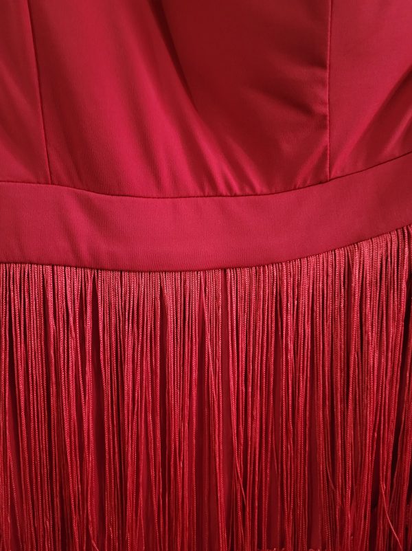vestido flecos rojo