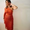 Vestido flecos naranja